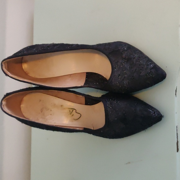1950's Black Lace Vintage Heels - Picture 1 of 4